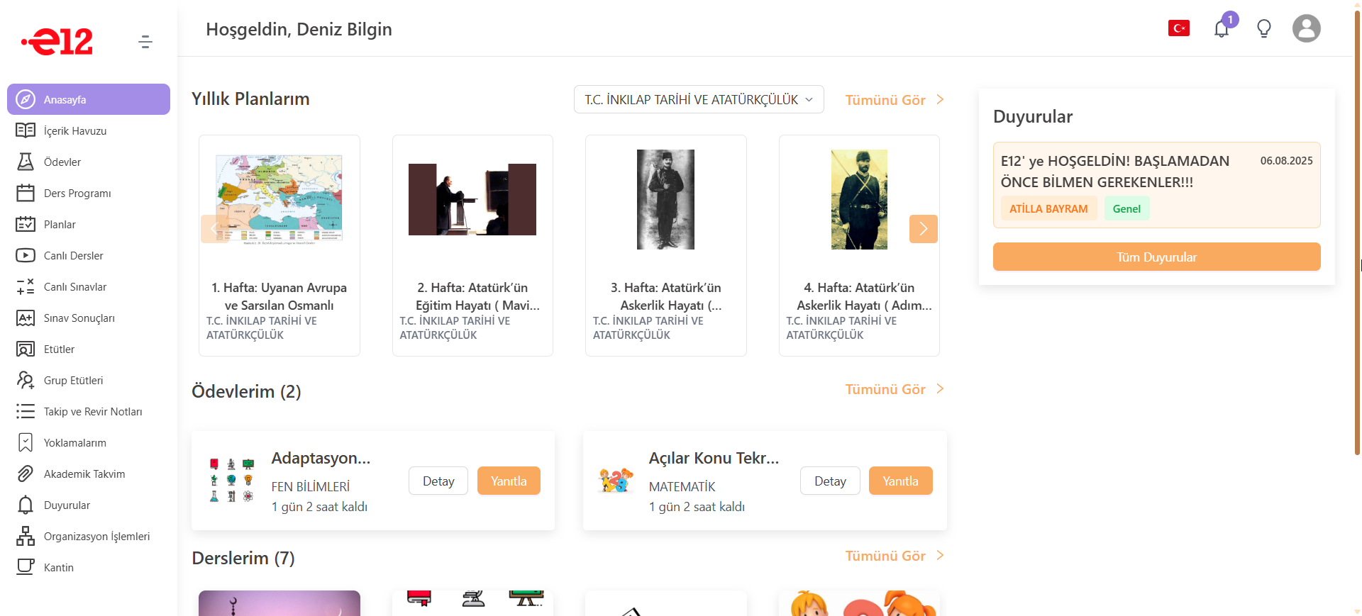 E12 İnkılap Tarihi ve Atatürkçülük 8. Sınıf panel içi görsel